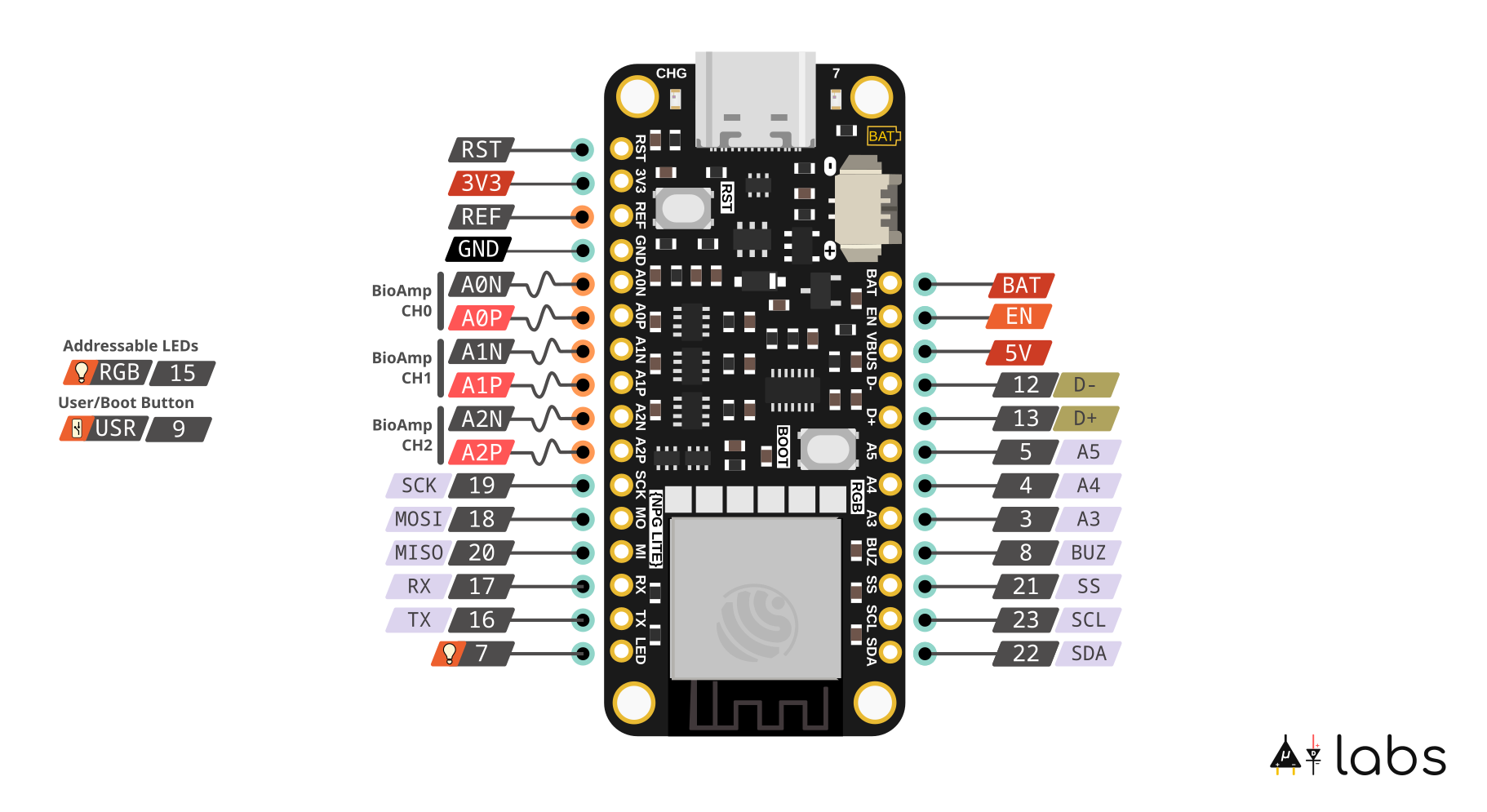 Pinout Neuro PlayGround (NPG) Lite